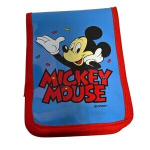 Mickey Mouse Kids Vinyl Wallet Vintage Disney Red & Blue With Snap Closure